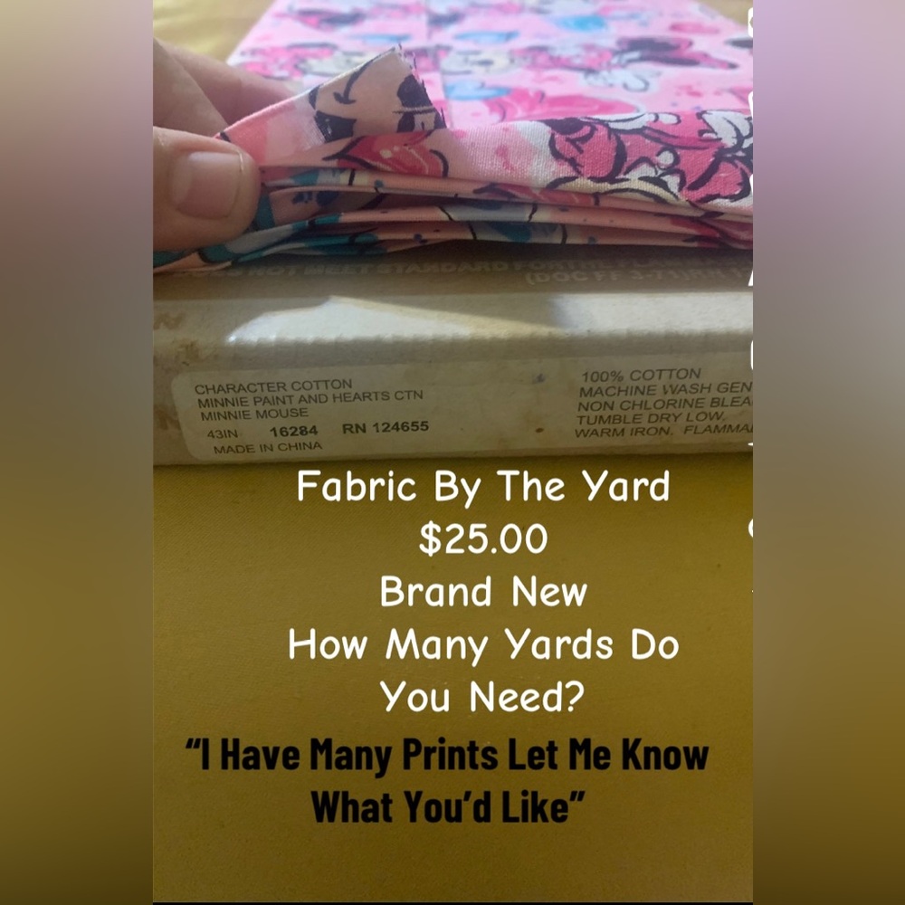 Minnie Mouse Character Cotton Fabric Brand New By The Yard.